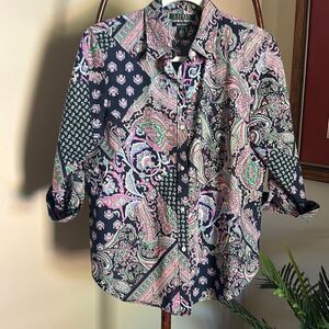 LAUREN By Ralph Lauren Paisley Blouse L